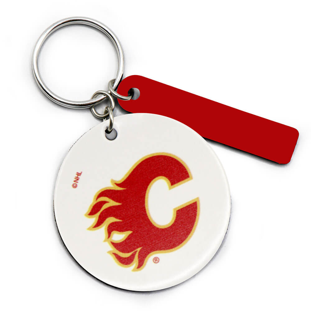 Calgary Flames Round Ring Keychain Style A