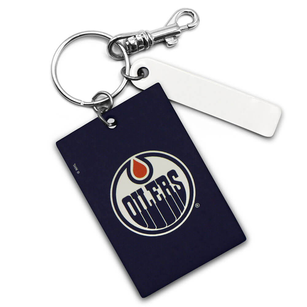 Edmonton Oilers Rectangle Ring Keychain Style A