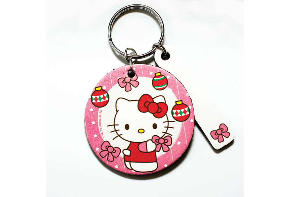 Hello Kitty Christmas Personalized Leather Round Keychain