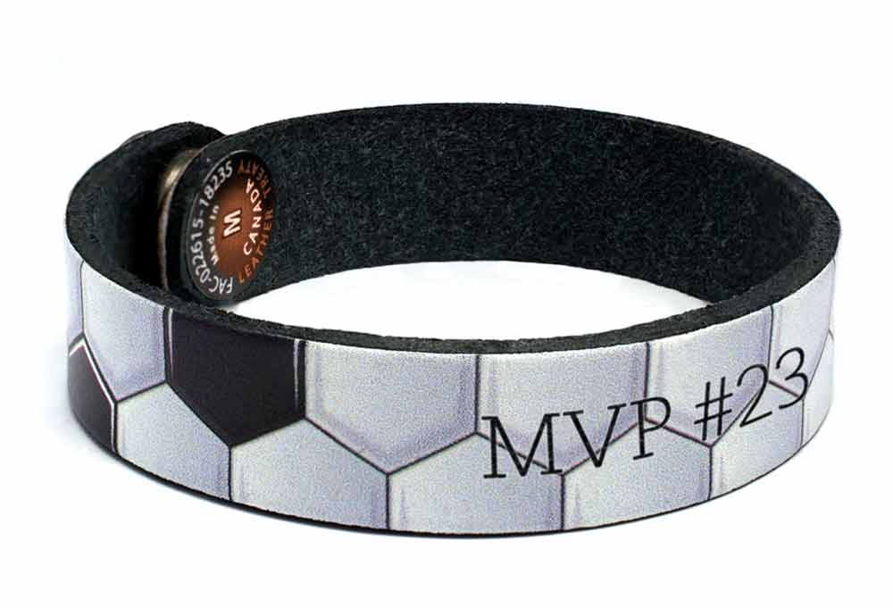Sports Pattern Engraved Leather Wristband